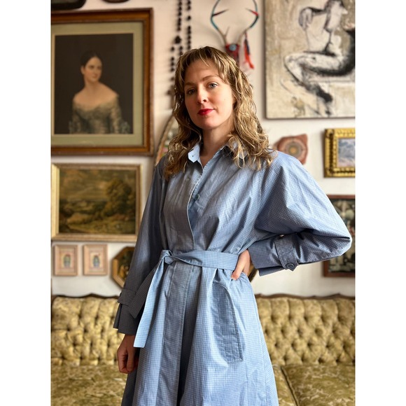 London Fog Blue Overcoat Sz. Large - Picture 4 of 11